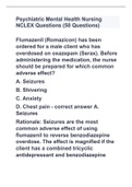 Psychiatric Mental Health Nursing NCLEX Questions (50 Questions) with 100% correct answers