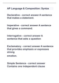 AP Language & Composition: Syntax with 100% correct answers