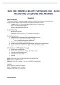   BUSI 2204 MIDTERM EXAM STUDYGUIDE 2023 - BASIC MARKETING QUESTIONS AND ANSWERS