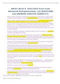 NR507 Week 8  2022/2023 Final Exam   Advanced Pathophysiology. 121 QUESTIONS and ANSWERS VERIFIED CORRECTLY. Question 1 What is the major virus involved in the development of cervical cancer? a) Herpes simplex virus type 6 b) Herpes simplex virus type 2 c