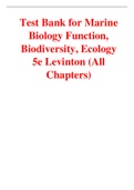 Test Bank for Marine Biology  Function, Biodiversity Ecology 5th Edition By Jeffrey Levinton