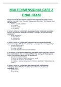 MULTIDIMENTIONAL CARE 2 FINAL EXAM QUESTIONS AND ANSWERS RATED A