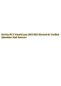 DaVita PCT Final Exam 2022/2023 Revised & Verified Questions And Answers.