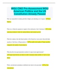 WGU C963 Pre-Assessment WGU American Politics and the US Constitution Already Passed