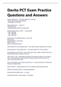 Davita PCT Exam Practice Questions and Answers Latest 2023/2024 Solutions