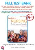 Test Bank For Pediatric Nursing The Critical Components of Nursing Care 2nd Edition By Kathryn Rudd; Diane Kocisko 9780803666535 Chapter 1-22 Complete Guide .