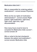 Medication Aide Unit 1 with 100% correct answers