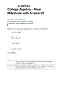 College Algebra - Final Milestone with Answers