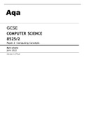 Aqa GCSE Computer Science 8525/2 Paper 2 Computing Concepts Mark Scheme June2022 Verified.