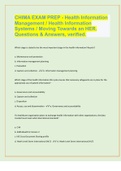 CHIMA EXAM PREP - Health Information Management / Health Information Systems / Moving Towards an HER. Questions & Answers, verified.