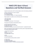 NACE CP2 Quiz 4 (Four) Questions and Verified Answers 100% correct solutions - Latest 2023/2024