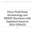 Pance Final Exam Dermatology and HEENT Questions with Explained Answers 2023 UPDATE