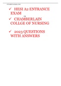 HESI A2 ENTRANCE EXAM FOR  CHAMBERLAIN COLLGE OF NURSING  2023 QUESTIONS WITH ANSWERS