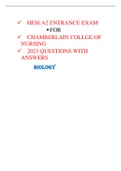 HESI A2 ENTRANCE EXAM  FOR  CHAMBERLAIN COLLGE OF NURSING  2023 QUESTIONS WITH ANSWERS  BIOLOGY