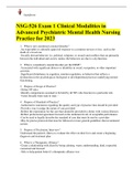 SOLVED - Elaborated NSG-526 Exam 1 Clinical Modalities in Advanced Psychiatric Mental Health Nursing Practice for 2023 Ace in your Exams in 1 attempt!