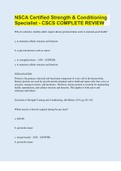 NSCA Certified Strength & Conditioning Specialist - CSCS COMPLETE REVIEW | 150 Questions with 100% Correct Answers | Updated & Verified | 95 Pages