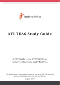 ATI TEAS Study Guide Guide to the ATI TEAS Tests with Free Questions and TEAS Tips    This guide features a ten-step plan to make the most of our ATI TEAS resources, as well as sample questions to kick-start your practice. August 2017   CONTENTS     Apply