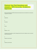 Pearson Vue Test Questions and answers, 100% Accurate, Graded A+. Approved.