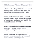 OCR Chemistry A-Level - Modules 1-4 with 100% correct answers