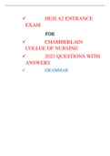 HESI A2 ENTRANCE EXAM FOR  CHAMBERLAIN COLLGE OF NURSING  2023 QUESTIONS WITH ANSWERS  GRAMMAR