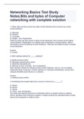 Networking Basics Test Study Notes;Bits and bytes of Computer networking with complete solution