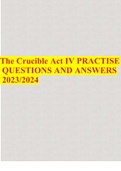 The Crucible Act IV PRACTISE QUESTIONS AND ANSWERS 2023/2024