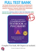 Test Bank For Kaplan and Sadock's Comprehensive Textbook of Psychiatry 10th Edition By Benjamin J. Sadock; Virginia A. Sadock; Pedro Ruiz 9781451100471 Chapter 1-62 Complete Guide .