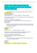 WGU C725 CISSP Study Guide 8th  Edition Quizzes with Correct Answers  and the Rationale 1. What is the most commonly used technique to protect against virus attacks? A Signature detection B Automated reconstruction C Data integrity assurance D Heuristic d