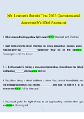 NY Learner's Permit Test 2023 Questions and Answers (Verified Answers)