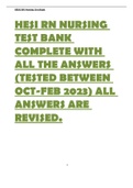 HESI RN NURSING TEST BANK COMPLETE WITH ALL THE ANSWERS (TESTED BETWEEN OCT-FEB 2023) ALL ANSWERS ARE REVISED.-all sets are Revised 