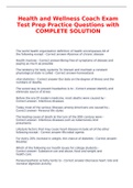 Health and Wellness Coach Exam Test Prep Practice Questions with COMPLETE SOLUTION