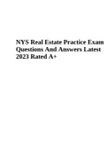 NYS Real Estate Practice Exam Questions And Answers Latest 2023 Rated A+