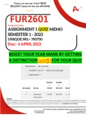 FUR2601 ASSIGNMENT 1 QUIZ MEMO - SEMESTER 1 - 2023 - UNISA (100 % DISTINCTION GUARANTEED)