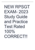 NEW RPSGT EXAM- 2023 Study Guide and Practice Test Rated 100% CORRECT!!.