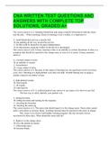 CNA WRITTEN TEST QUESTIONS AND ANSWERS WITH COMPLETE TOP SOLUTIONS, GRADED A+