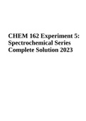 CHEM 162 Experiment 5: Spectrochemical Series Complete Solution 2023