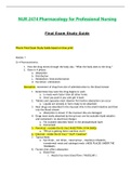 Final Exam Study Guide - NUR2474 / NUR 2474 (Latest 2023 / 2024) : Pharmacology for Professional Nursing - Rasmussen