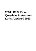 WGU D027 Pathopharmacology Exam 2023 Rated A+ | WGU D027 Study Guide Questions With Correct Answers Latest 2023 Rated A+ | D027 Exam Study Guide and WGU D027 – Advanced Pathopharmacology – Final Exam Study Guide | Questions and Answers | A Complete Soluti