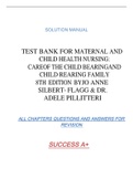 TEST BANK FOR MATERNAL AND CHILD HEALTH NURSING: CAREOF THE CHILD BEARINGAND CHILD REARING FAMILY 8TH EDITION BYJO ANNE SILBERT- FLAGG & DR. ADELE PILLITTERI