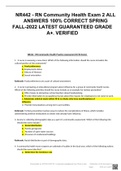 NR442 - RN Community Health Exam 2 ALL ANSWERS 100% CORRECT SPRING FALL-2022 LATEST GUARANTEED GRADE A+. VERIFIED