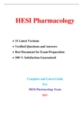 HESI Pharmacology Exam (31 Versions, 2100+ Q & A, Latest-2023) / Pharmacology HESI Exam |Real + Practice Exam| 