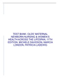 TEST BANK: OLDS’ MATERNAL NEWBORN NURSING & WOMEN’S HEALTH ACROSS THE LIFESPAN, 11TH EDITION, MICHELE DAVIDSON, MARCIA LONDON, PATRICIA LADEWIG