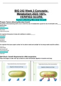 BIO 242 Week 3 Concepts: Metabolism 2023 100% VERIFIED SCORE 