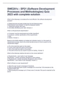 SWE201c - SP21 (Software Development Processes and Methodologies) Quiz 2023 with complete solution