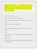 WGU C425 Topic 1 - Healthcare Delivery Systems, Regulation, and Compliance, Test Questions with accurate answers, 100% Verified.