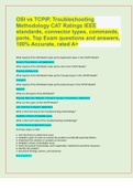 OSI vs TCPIP, Troubleshooting  Methodology CAT Ratings IEEE  standards, connector types, commands,  ports, Top Exam questions and answers,  100% Accurate, rated A+