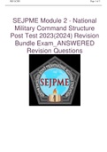 SEJPME Module 2 - National Military Command Structure Post Test 2023(2024) Revision Bundle Exam_ANSWERED Revision Questions