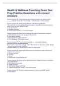 Health & Wellness Coaching Exam Test Prep Practice Questions with correct Answers