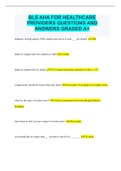 BLS AHA FOR HEALTHCARE PROVIDERS QUESTIONS AND ANSWERS GRADED A+