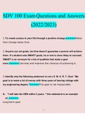 SDV 100 Final Exam Practice Questions and Answers (2022/2023) (Verified Answers)